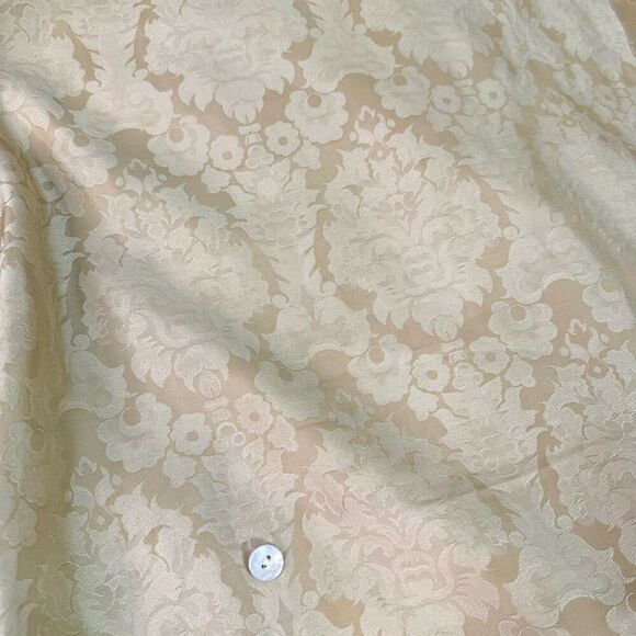 Talbots Top Womens 14 Silk Damask Paisley Blouse Shirt Button Down Collar Gold - Picture 8 of 9
